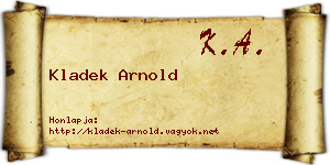 Kladek Arnold névjegykártya